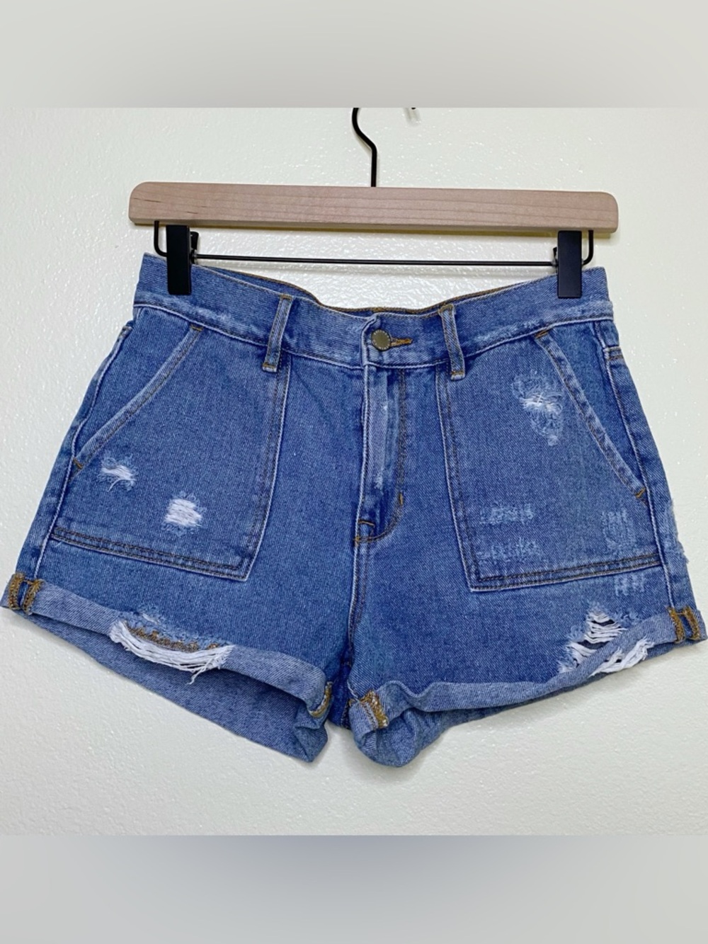 Bullhead Shorts - Cuffed Ripped Distressed Size 26